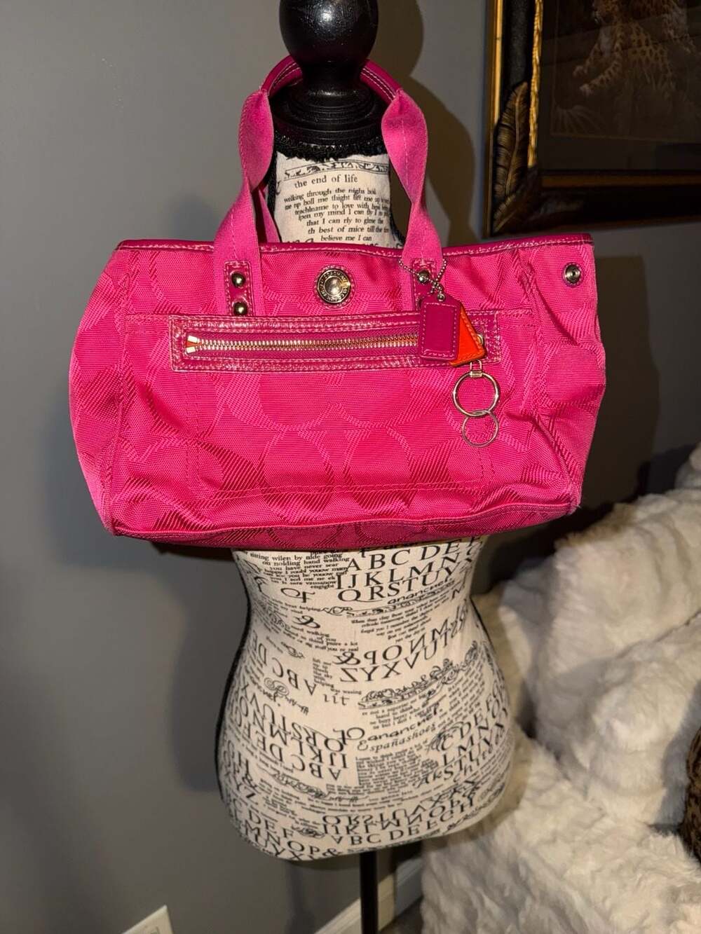 Y2K Coach Daisy Signature Canvas tote Bag Pink F14876
